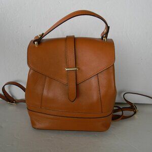 EUC Divina Firenze TAN Genuine Leather Purse BACKPACK Small Made In Italy